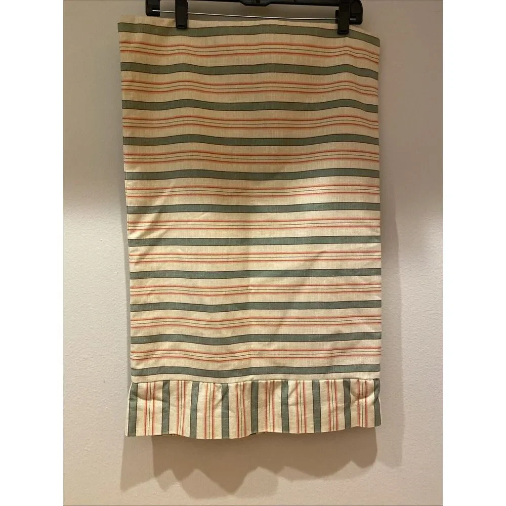 Waverly Luxury Collection Pillow Sham Cotton Tan Green Melon‎ Stripe Standard